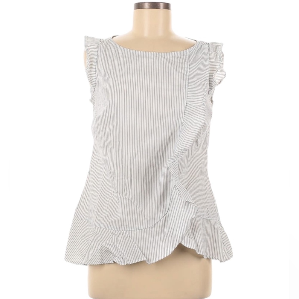 Banana Republic Blue and White Sleeveless Shirt